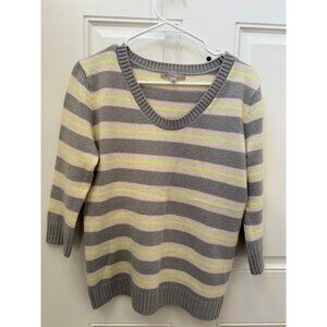 Gap Cream Gray Neon Yellow Knit Sweater